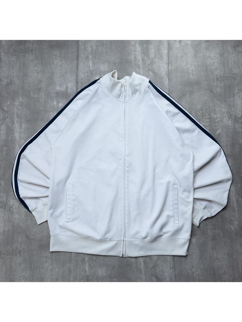 Y2K White Anchor Blue Grunge Skater Striped Track Jacket